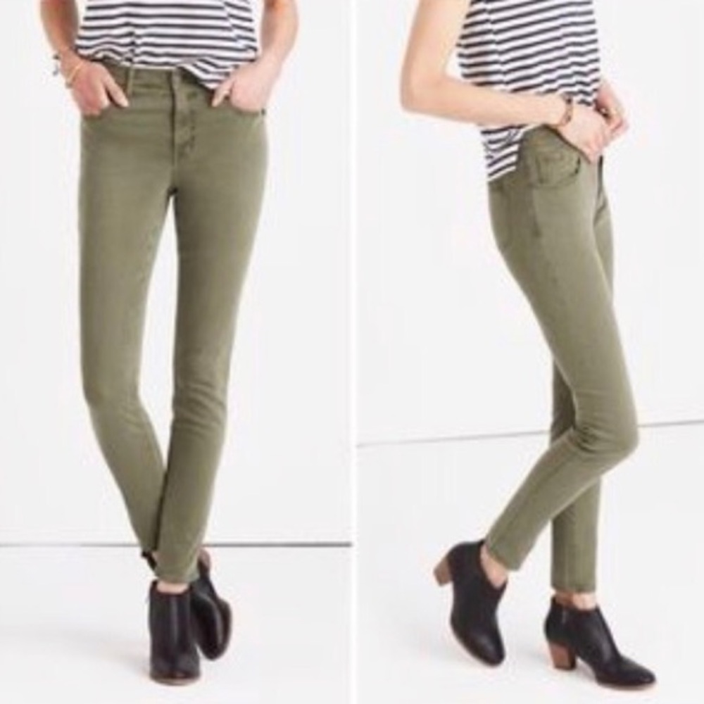 MADEWELL olive 9” high riser skinny skinny jeans